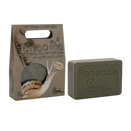 Panacea3 Exfoliating Olive Oil Soap with snail shell powder and secretion